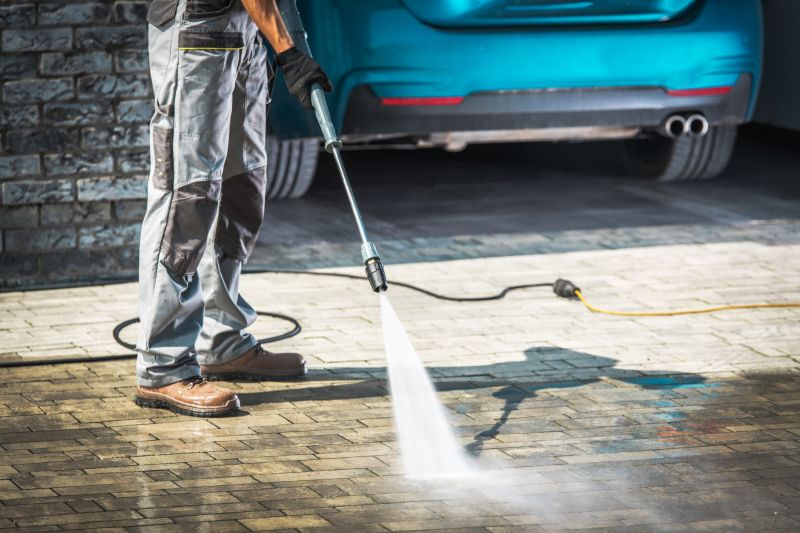 Power washing equipment in use